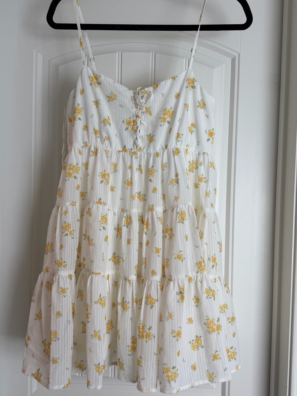 Altar'd State White Mini Dress with Yellow Floral Print